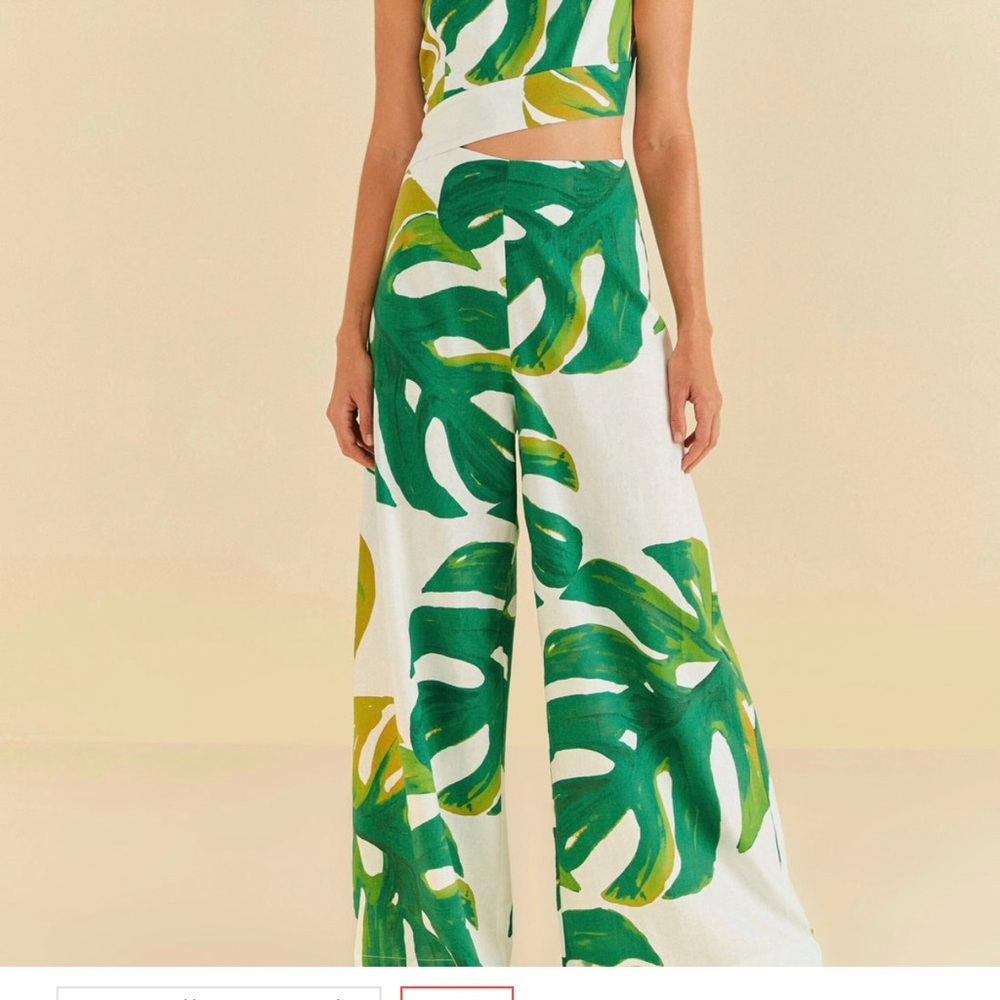 Farm Rio Tropical Leaf Print Jumpsuit